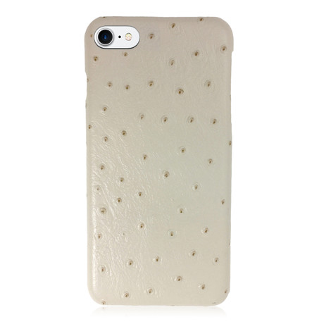 Leather Snap-on Case // Beige Ostrich Print (iPhone 7)