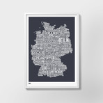 Germany Typography Map (Deep Sea Green)