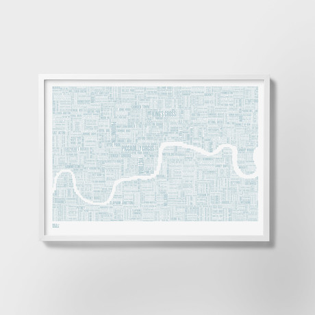 London Typography Map (Duck Egg Blue)