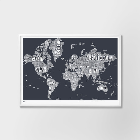 World Typography Map (Sheer Slate)