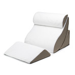 Kind Bed Comfort System Set // Orthopedic Support Pillow // 4-Piece Set (White + Camel // Bamboo-Rayon Cover)
