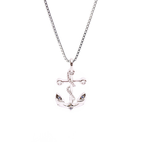 Dolphin Eye Anchor Pendant (18K White Gold Plating)