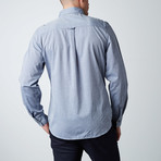 Long-Sleeve Threaded Dot Button-Up Shirt  // Light Blue (L)