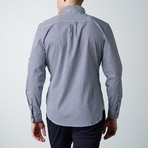 Long-Sleeve Bricked Houndtooth Button-Up Shirt // Navy + White (S)