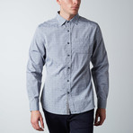 Long-Sleeve Circle Threaded Button-Up Shirt // Grey (S)