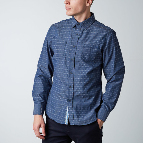 Long-Sleeve Southwest Button-Up Shirt // Navy (XS)