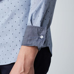 Long-Sleeve Micro Flake Button-Up Shirt // Blue Pinstripe // Blue (M)