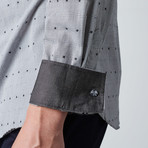 Long-Sleeve Micro Checkerboard Button-Up Shirt // Black + White (M)