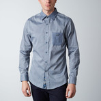 Long-Sleeve Micro Threaded Diamond Button-Up Shirt // Grey (M)