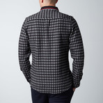 Long-Sleeve Large Houndstooth Knit Button-Up Shirt // Black + Grey (XS)