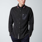 Long-Sleeve Static Knit Button-Up Shirt // Black (XS)