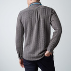 Long-Sleeve Cable Knit Button-Up Shirt // Grey (M)