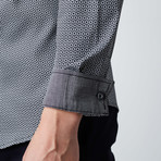 Long-Sleeve Tessellation Woven Button-Up Shirt // Black + White (L)