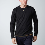 Cable Knit Henley // Black (M)