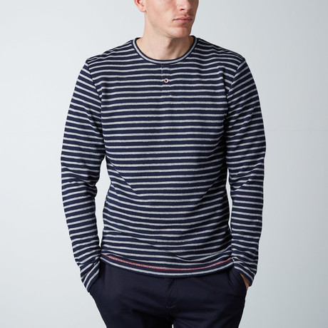 Sailor Strip Knit Henley // Blue + White (XS)