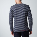 Sailor Strip Knit Henley // Blue + White (L)