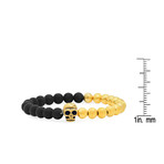 Lava Beaded Skull Bracelet // Black + Gold