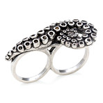 Silver Tentacle Double Knuckle Ring