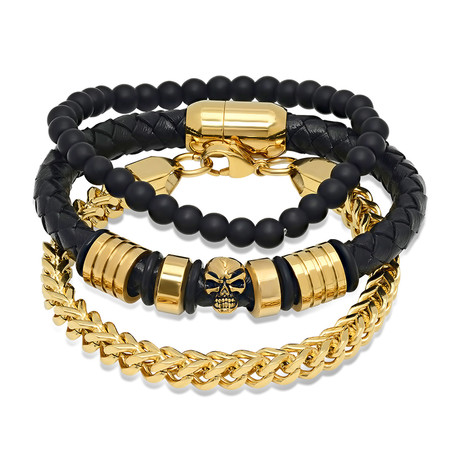 Bracelet // Black + Gold // Set Of 3