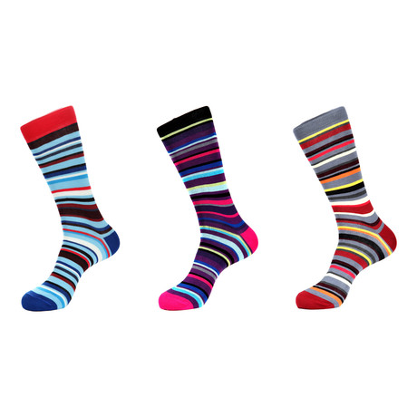Dress Socks // Fire and Ice // Pack of 3 (Blue, Black, Grey Multi)