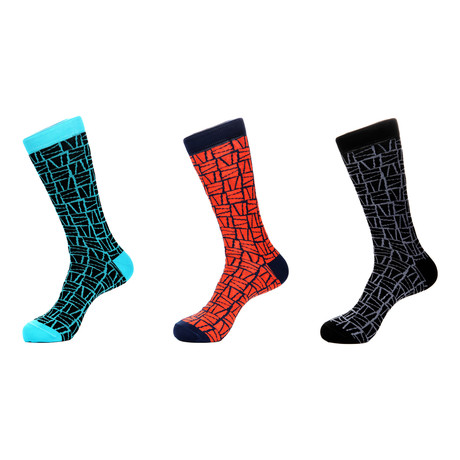 Dress Socks // Stained Glass // Pack of 3 (Blue, Red, Black)