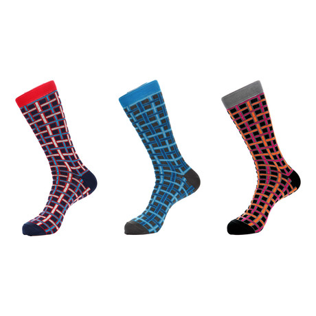 Dress Socks // Intersectional // Pack of 3 (Red, Blue, Grey)