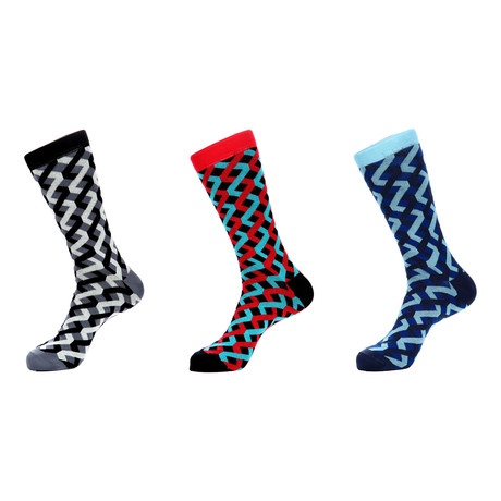 Dress Socks // Zigs and Zags // Pack of 3
