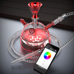 Narshisha // Modern Acrylic Hookah + Bluetooth LED // Red