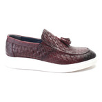 Leather Basket Weave Tassel Loafer Sneaker // Bordeaux (Euro: 43)