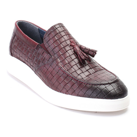 Leather Basket Weave Tassel Loafer Sneaker // Bordeaux (Euro: 40)