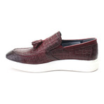 Leather Basket Weave Tassel Loafer Sneaker // Bordeaux (Euro: 43)