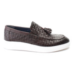 Leather Basket Weave Tassel Loafer Sneaker // Brown (Euro: 43)