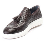 Leather Basket Weave Tassel Loafer Sneaker // Brown (Euro: 43)