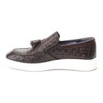 Leather Basket Weave Tassel Loafer Sneaker // Brown (Euro: 40)