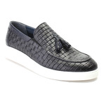 Leather Basket Weave Tassel Loafer Sneaker // Dark Blue (Euro: 42)