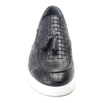 Leather Basket Weave Tassel Loafer Sneaker // Dark Blue (Euro: 44)