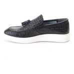 Leather Basket Weave Tassel Loafer Sneaker // Dark Blue (Euro: 43)