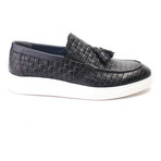 Leather Basket Weave Tassel Loafer Sneaker // Dark Blue (Euro: 41)