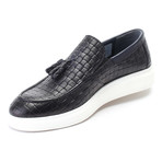 Leather Basket Weave Tassel Loafer Sneaker // Dark Blue (Euro: 40)