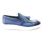 Leather Basket Weave Tassel Loafer Sneaker // Blue (Euro: 45)