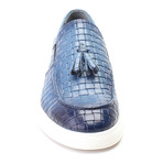 Leather Basket Weave Tassel Loafer Sneaker // Blue (Euro: 40)