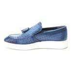 Leather Basket Weave Tassel Loafer Sneaker // Blue (Euro: 41)