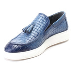 Leather Basket Weave Tassel Loafer Sneaker // Blue (Euro: 45)