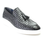 Leather Basket Weave Tassel Loafer Sneaker // Black (Euro: 43)