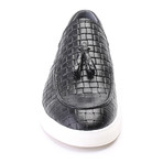 Leather Basket Weave Tassel Loafer Sneaker // Black (Euro: 40)