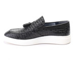 Leather Basket Weave Tassel Loafer Sneaker // Black (Euro: 43)