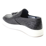 Leather Basket Weave Tassel Loafer Sneaker // Black (Euro: 43)