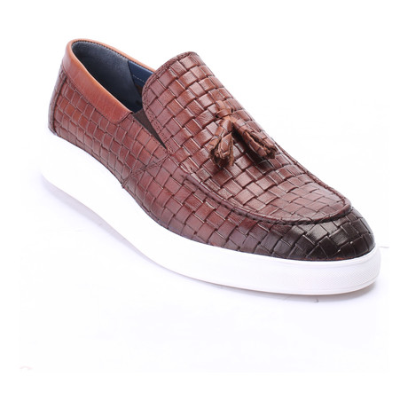 Leather Basket Weave Tassel Loafer Sneaker // Tobacco (Euro: 40)