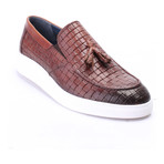 Leather Basket Weave Tassel Loafer Sneaker // Tobacco (Euro: 43)