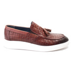 Leather Basket Weave Tassel Loafer Sneaker // Tobacco (Euro: 45)